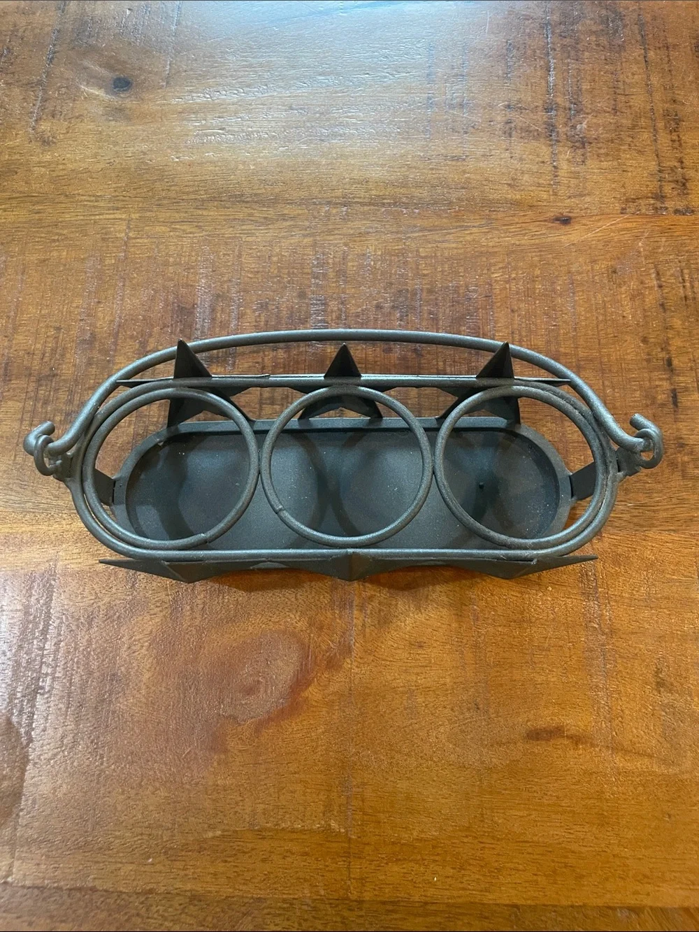 Rustic Metal Star Votive Holder with 3 Glass Cups